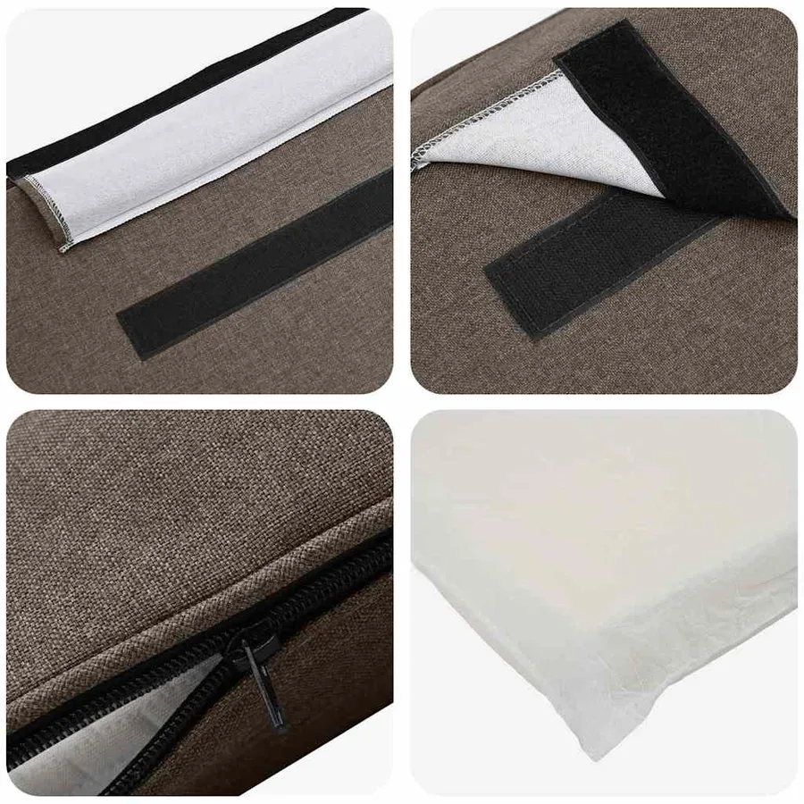 Tête de lit capitonnée Marron et Taupe 75 cm Pin massif - 7
