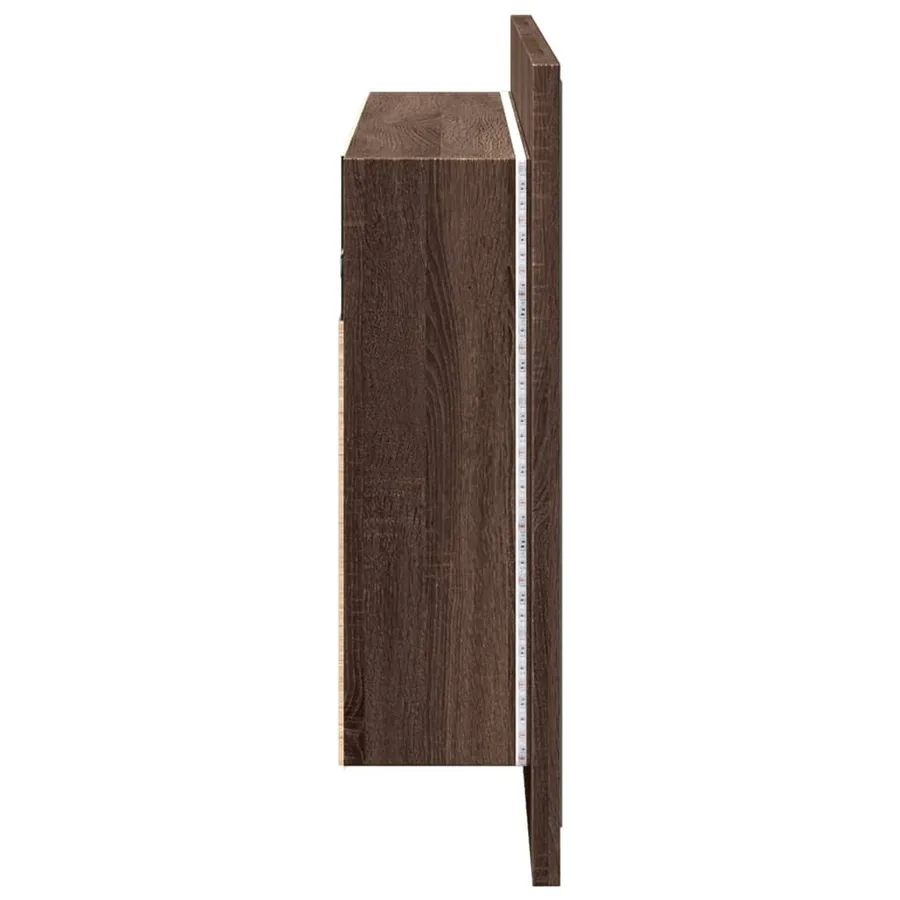 Armoire à miroir à LED de bain chêne marron 90x12x45 cm - 8
