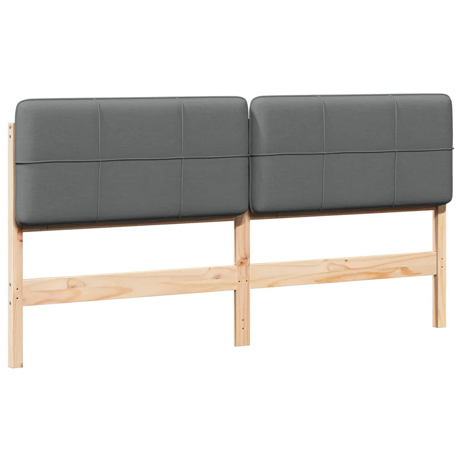 Tête de lit capitonnée Marron et gris clair 200 cm Pin massif - 2