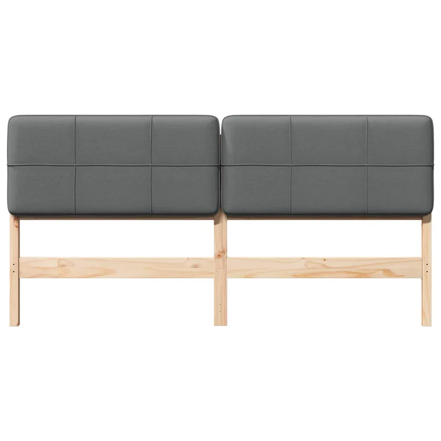 Tête de lit capitonnée Marron et gris clair 200 cm Pin massif - 4