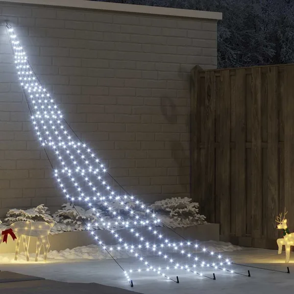 Arbre de Noël LED avec piquets au sol Blanc froid 511 cm Métal