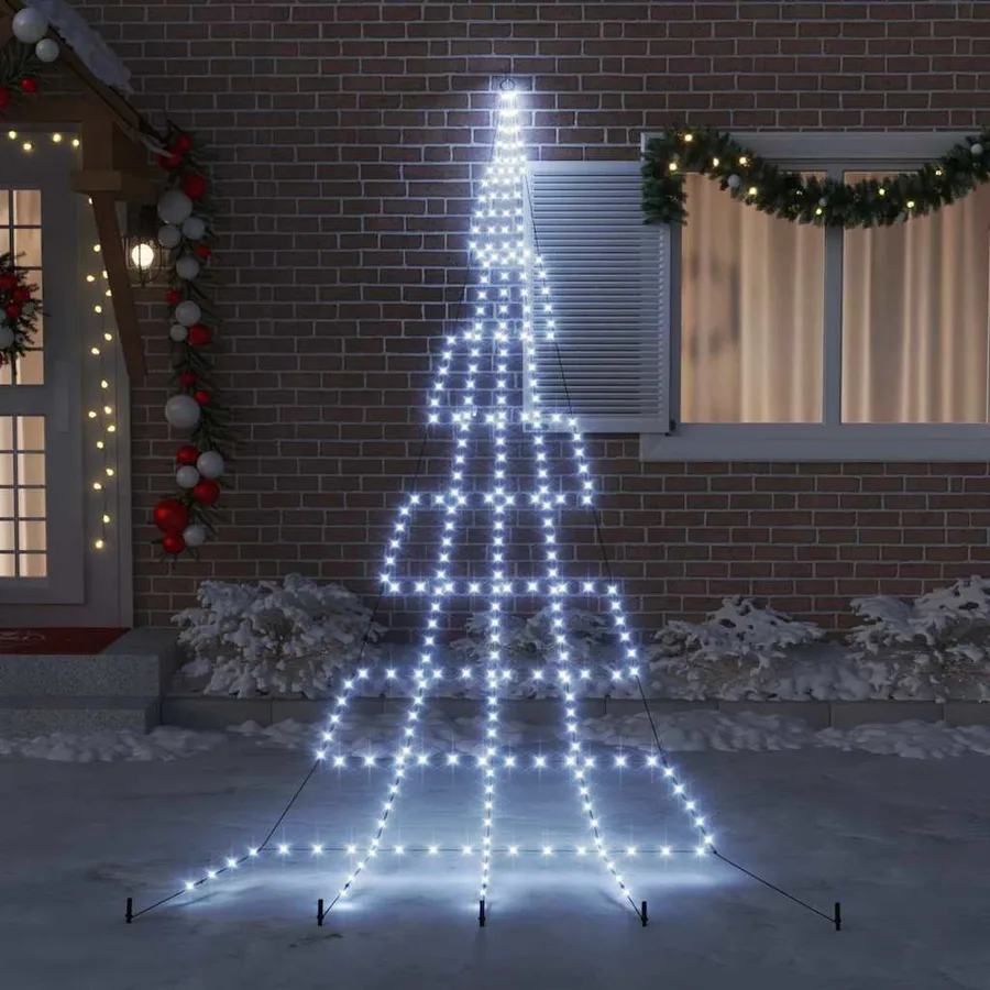 Arbre de Noël LED avec piquets au sol Blanc froid 511 cm Métal - 3