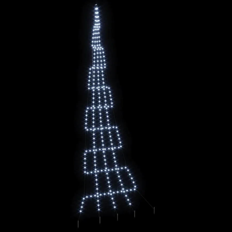 Arbre de Noël LED avec piquets au sol Blanc froid 511 cm Métal - 4