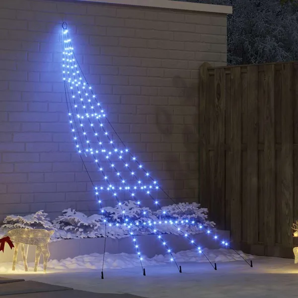 Arbre de Noël LED avec piquets au sol Bleu 306 cm Métal