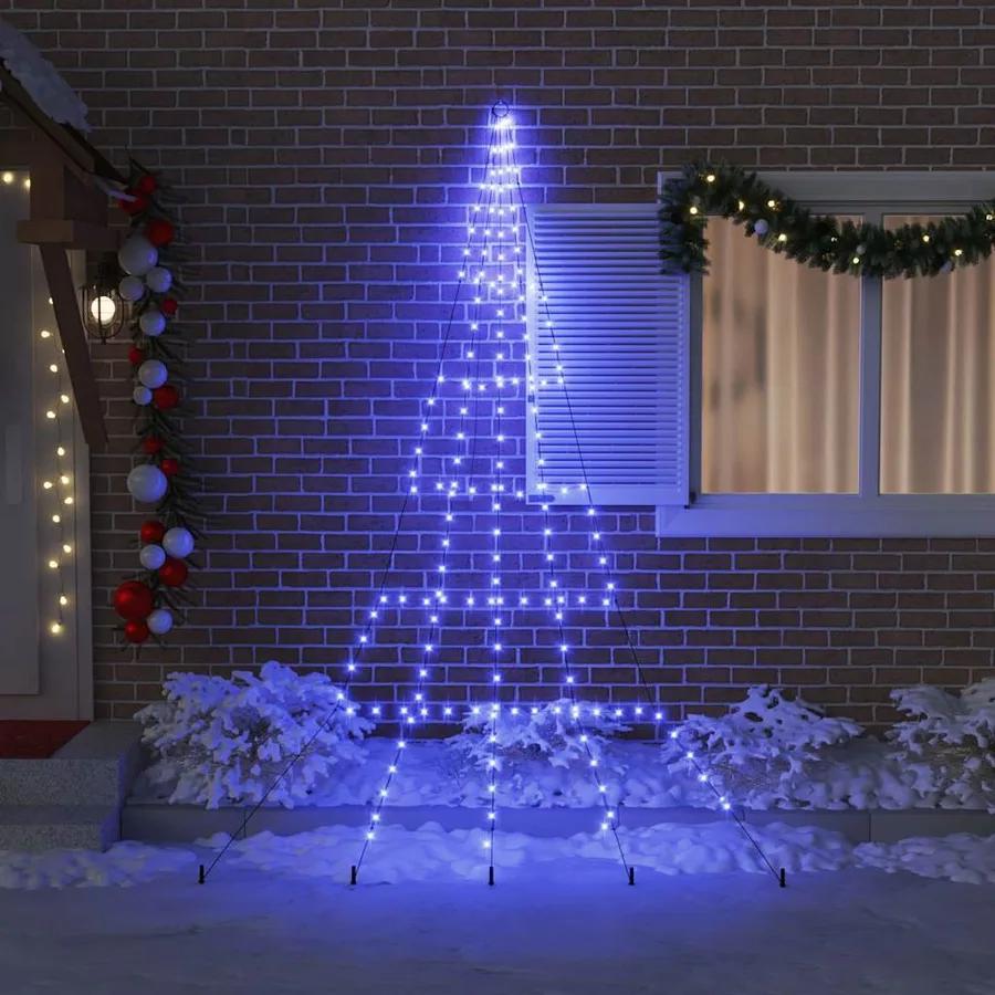 Arbre de Noël LED avec piquets au sol Bleu 306 cm Métal - 3