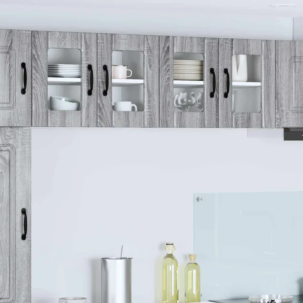 Cabinet en verre mural LUCCA 2 pcs Sonoma gris 60 x 31 x 40 cm