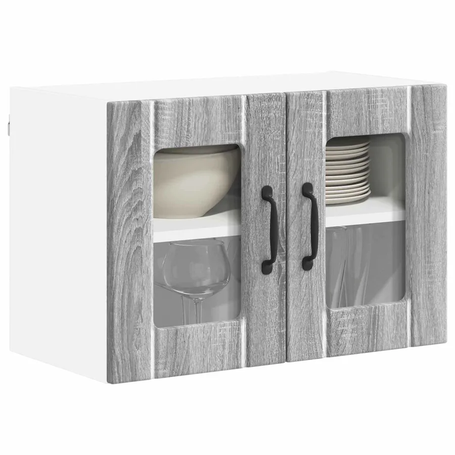 Cabinet en verre mural LUCCA 2 pcs Sonoma gris 60 x 31 x 40 cm - 3