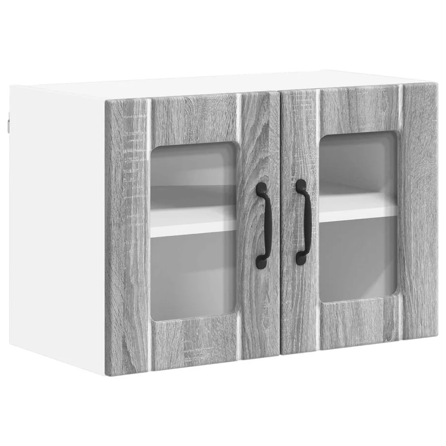 Cabinet en verre mural LUCCA 2 pcs Sonoma gris 60 x 31 x 40 cm - 5