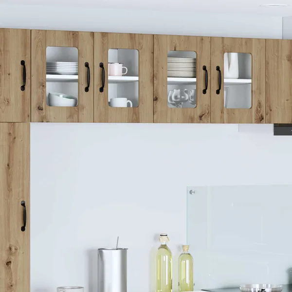 Cabinet en verre mural LUCCA 2 pcs Chêne artisanal