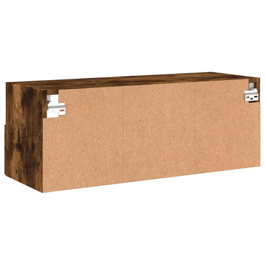 Meuble TV mural chêne fumé 80x30x30 cm bois d'ingénierie - 10