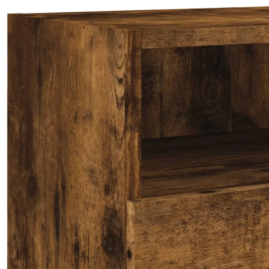 Meuble TV mural chêne fumé 80x30x30 cm bois d'ingénierie - 11