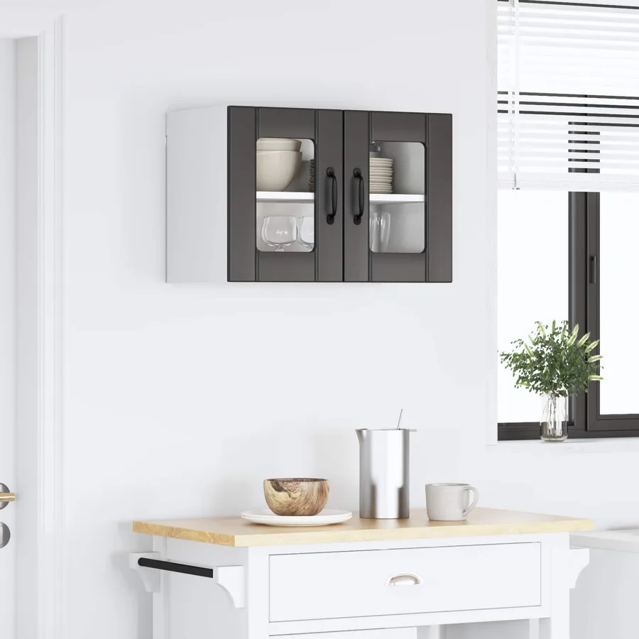 Cabinet en verre mural LUCCA Noir 60 x 31 x 40 cm - 4