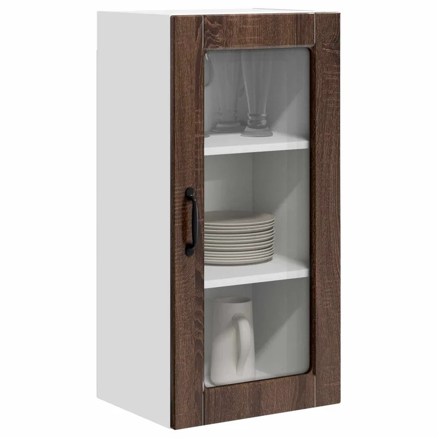 Cabinet en verre mural LUCCA Chêne brun 40 x 31 x 80 cm - 3