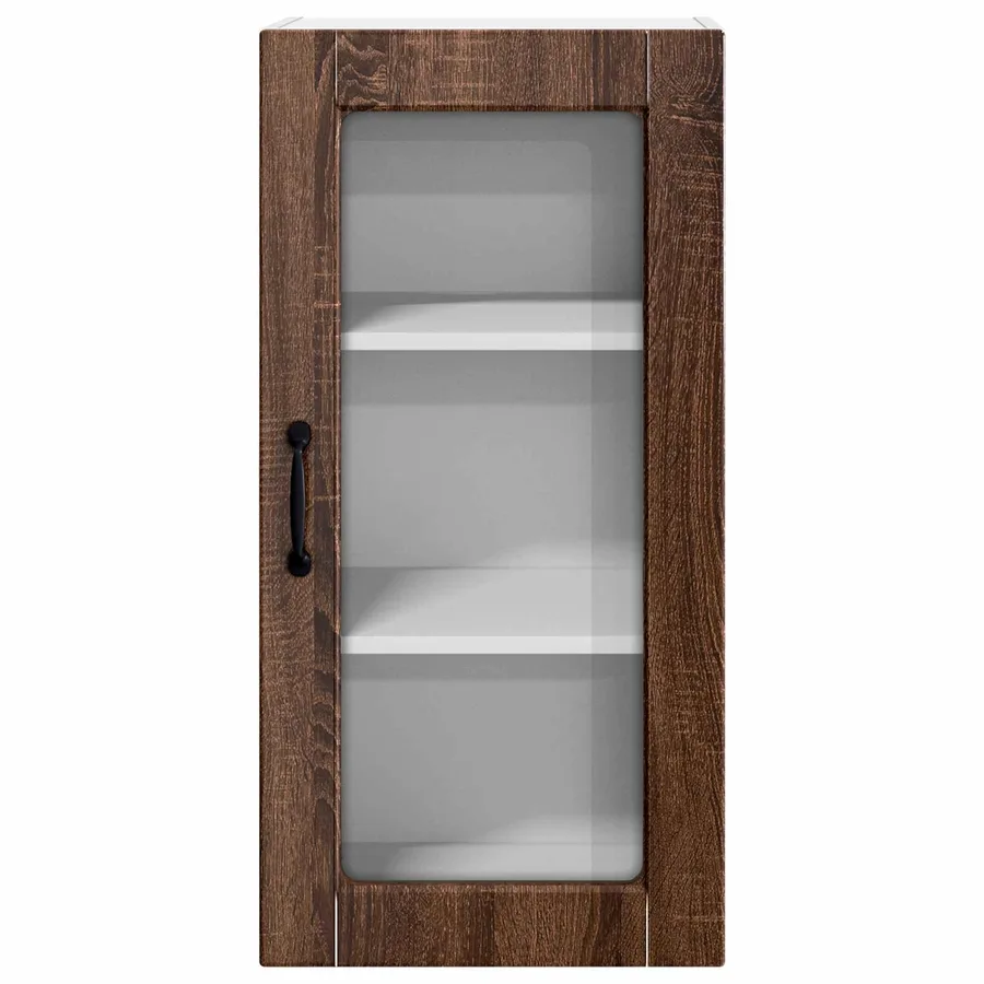 Cabinet en verre mural LUCCA Chêne brun 40 x 31 x 80 cm - 5