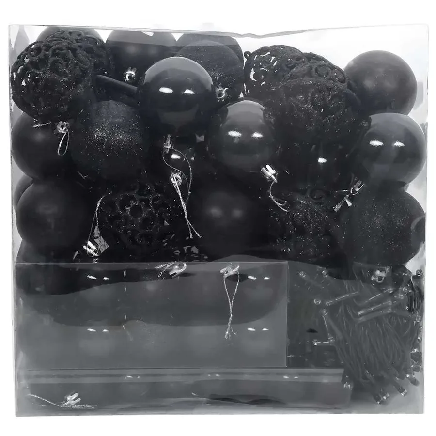 Ensemble de Boules de Noël avec 300 LED 120 pcs Noir Plastique - 3