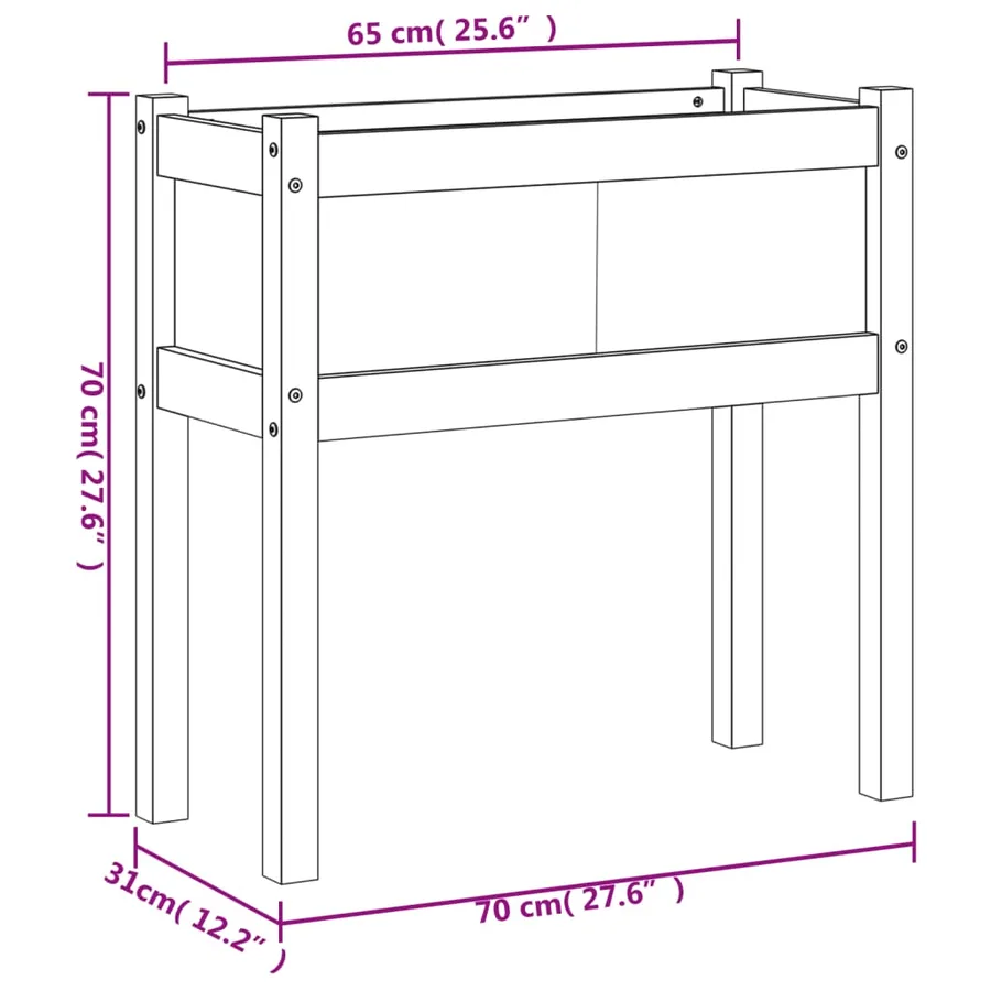 Jardinières avec pieds 70x31x70 cm bois de pin massif - 11