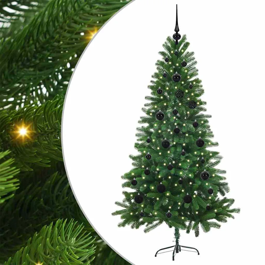 Sapin de Noël avec 150 LED avec support Vert 150 cm PE - 2