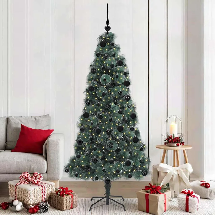 Arbre de Noël artificiel pré-éclairé avec ensemble de boules