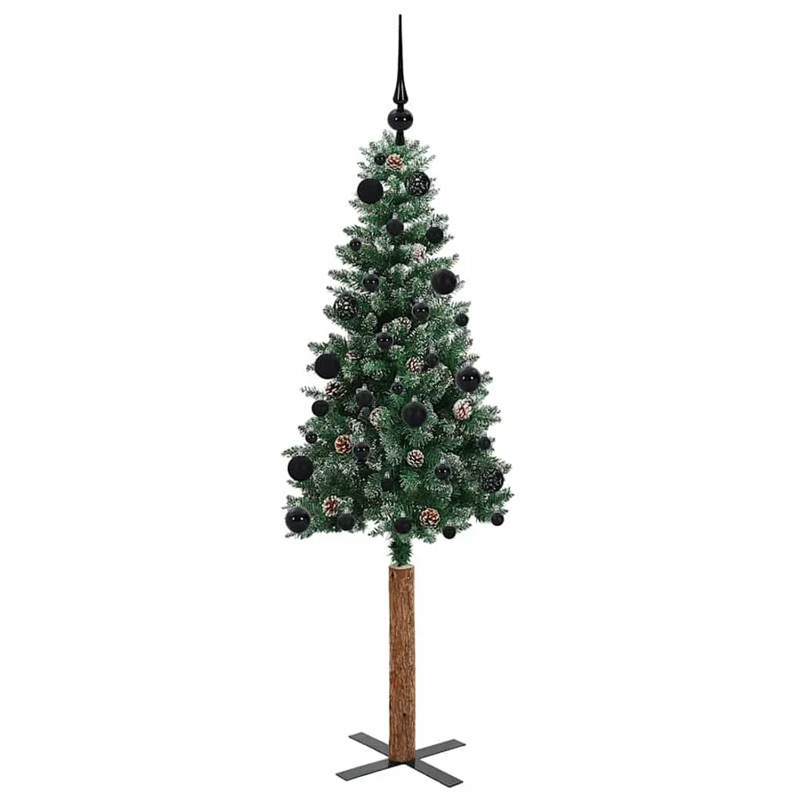 Sapin de Noël mince Vert 150 cm PVC et bois de pin massif - 4