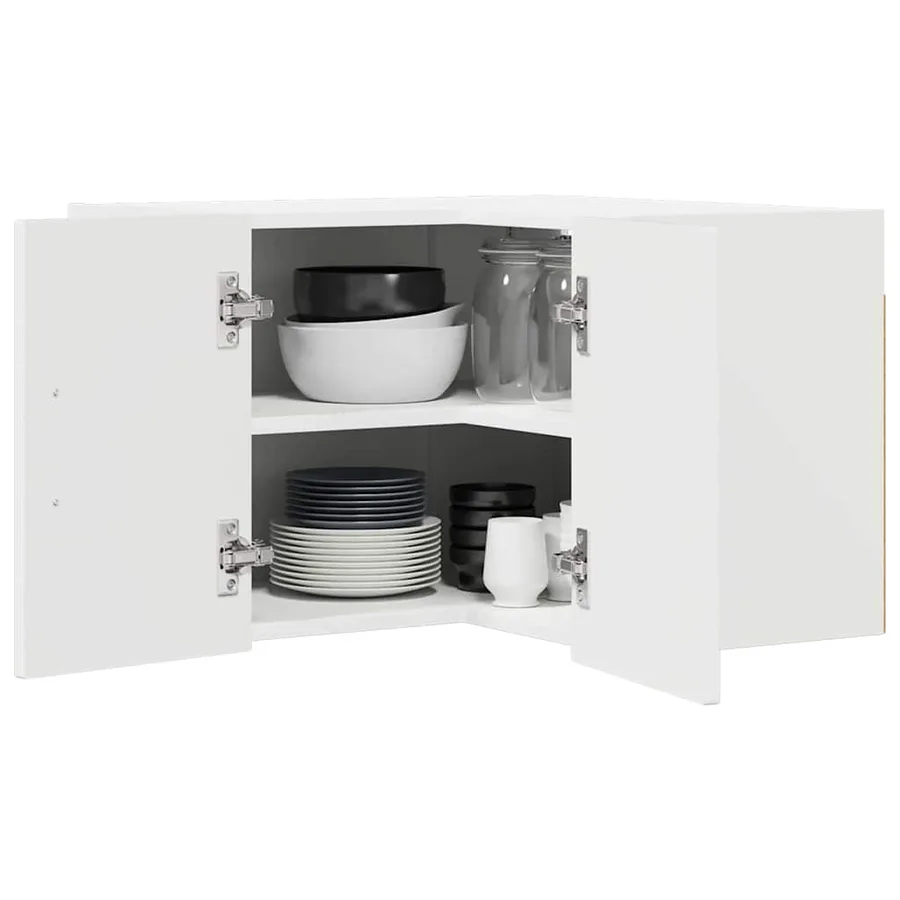 Cabinet d'angle mural LUCCA Blanc brillant 57 x 57 x 40 cm - 3