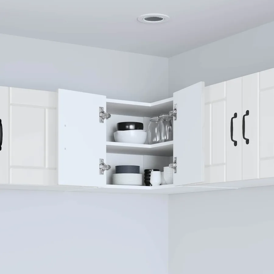 Cabinet d'angle mural LUCCA Blanc brillant 57 x 57 x 40 cm - 4