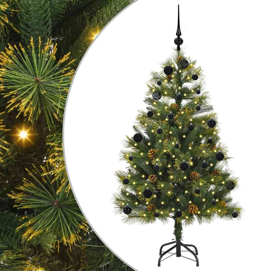 Sapin de Noël artificiel avec branches pliables et cônes 150 cm - 2