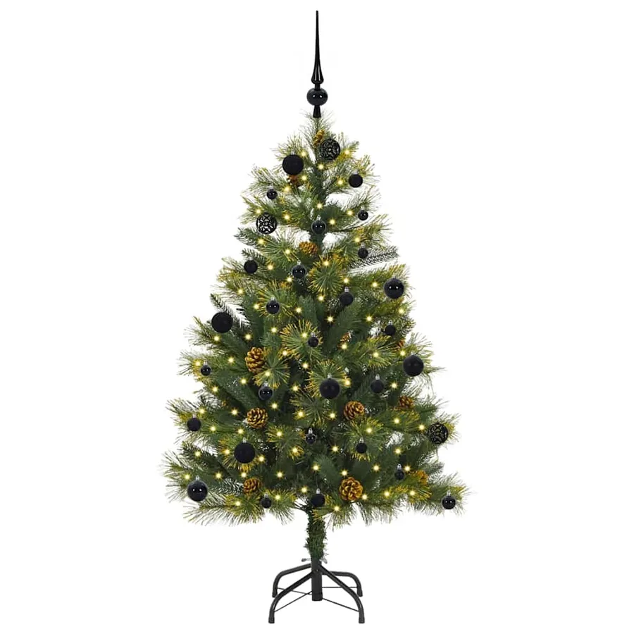 Sapin de Noël artificiel avec branches pliables et cônes 150 cm - 3