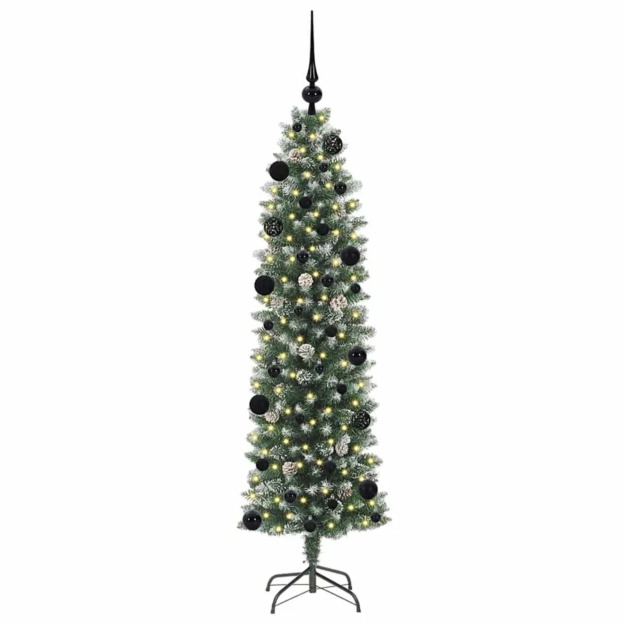 Arbre de Noël artificiel slim avec 150 LED Vert et blanc 150 cm - 3