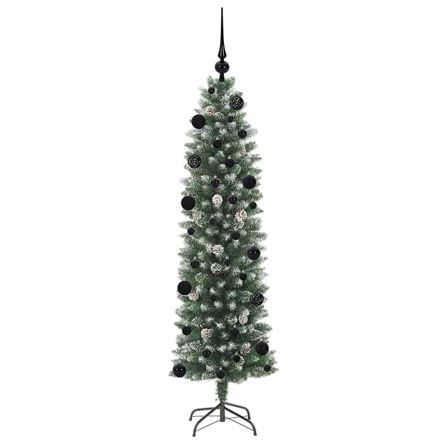 Arbre de Noël artificiel slim avec 150 LED Vert et blanc 150 cm - 4