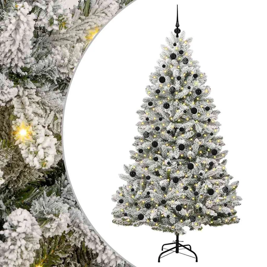 Sapin de Noël artificiel Vert et blanc 210 cm PVC et métal - 2