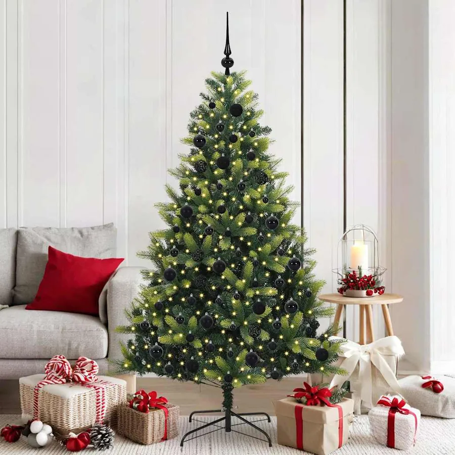 Arbre de Noël artificiel en silicone flexible 300 LEDs 180 cm