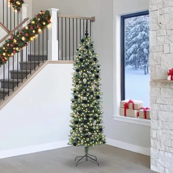 Arbre de Noël artificiel slim avec 300 LED Vert et blanc 240 cm