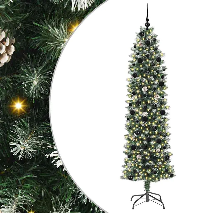 Arbre de Noël artificiel slim avec 300 LED Vert et blanc 240 cm - 2