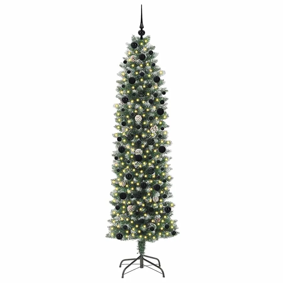 Arbre de Noël artificiel slim avec 300 LED Vert et blanc 240 cm - 3