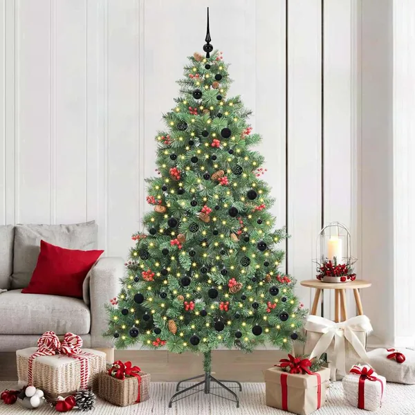 Sapin de Noël artificiel Vert 210 cm PVC et métal