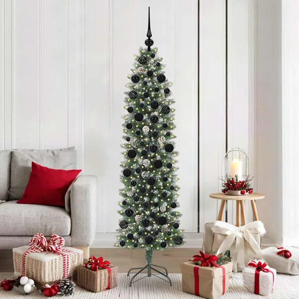 Arbre de Noël artificiel slim avec 300 LED Vert et blanc 180 cm