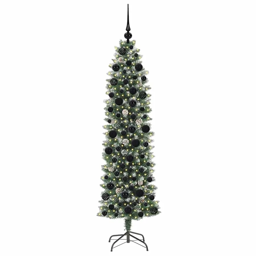 Arbre de Noël artificiel slim avec 300 LED Vert et blanc 180 cm - 3