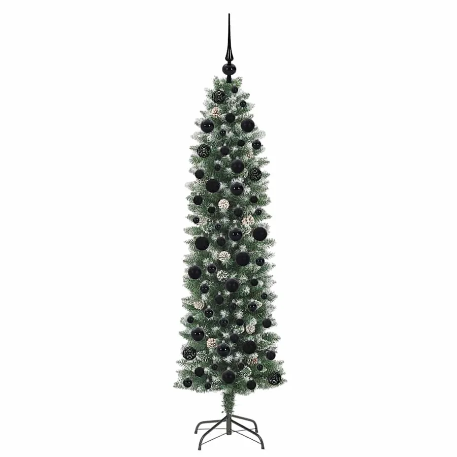 Arbre de Noël artificiel slim avec 300 LED Vert et blanc 180 cm - 4