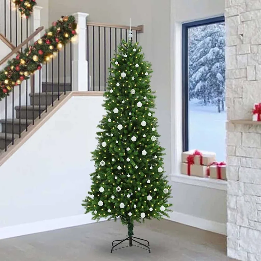 Sapin de Noël avec 300 LED avec support Vert 240 cm PE