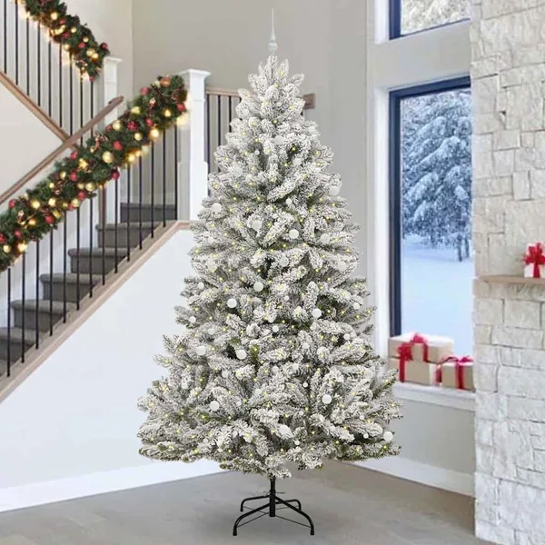 Sapin de Noël artificiel Vert et blanc 300 cm PVC et métal