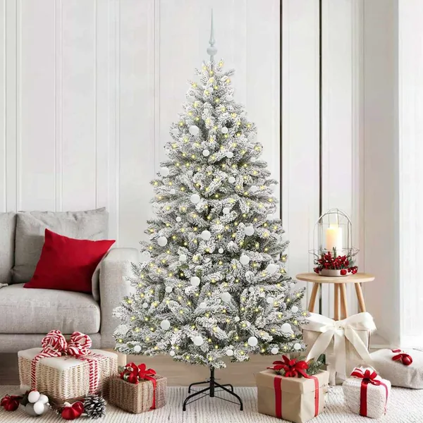 Sapin de Noël artificiel Vert et blanc 180 cm PVC et métal