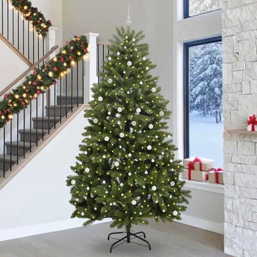 Sapin de Noël artificiel avec 300 LED Vert 300 cm PVC et métal