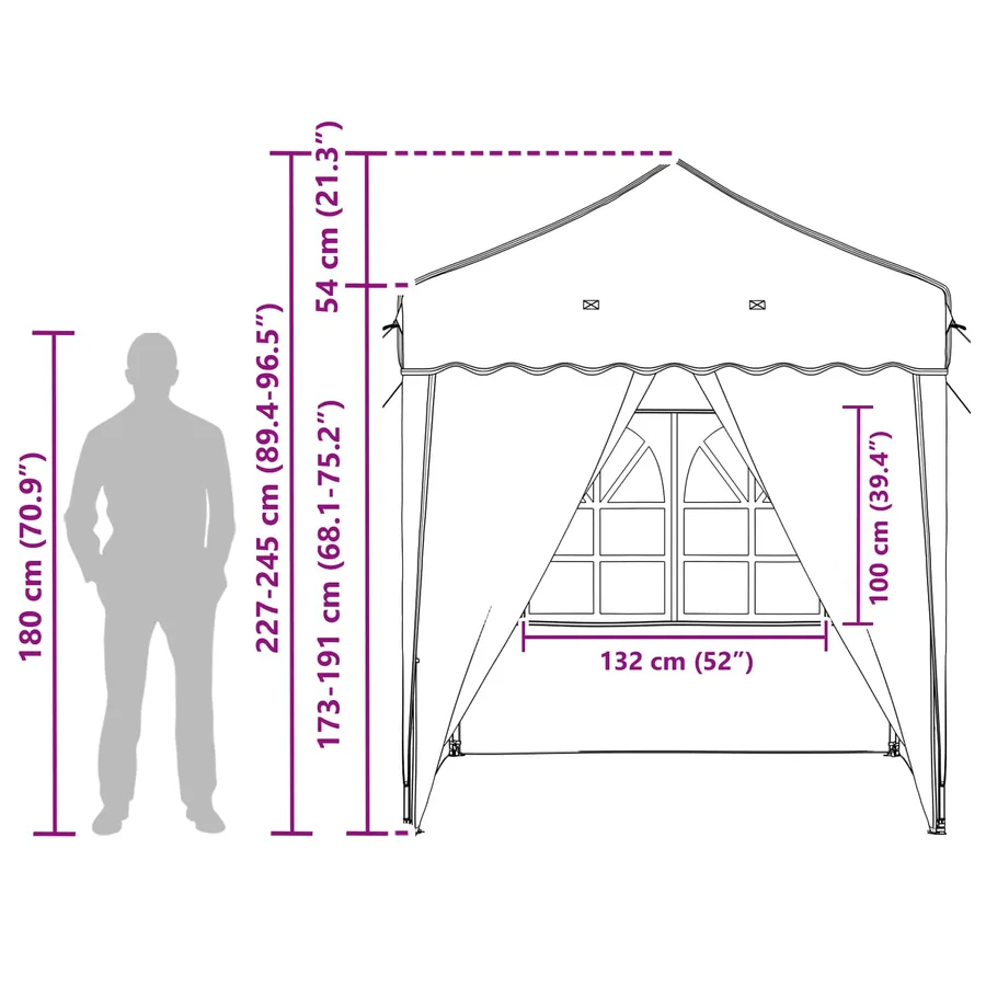 Tente de fête pop-up 195 x 195 x 245 cm Anthracite Tissu Oxford - 20