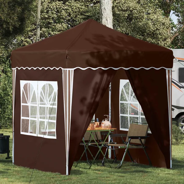 Tente de fête pop-up 195 x 195 x 245 cm Marron Tissu Oxford
