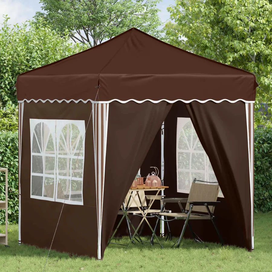 Tente de fête pop-up 195 x 195 x 245 cm Marron Tissu Oxford - 3