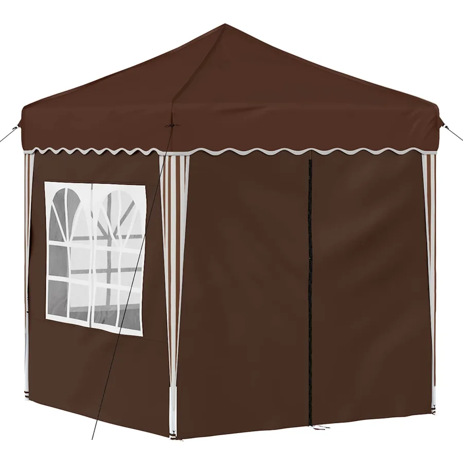Tente de fête pop-up 195 x 195 x 245 cm Marron Tissu Oxford - 5