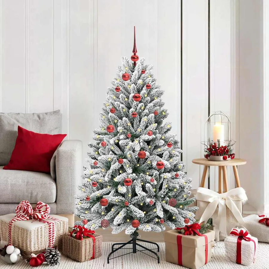 Sapin de Noël artificiel Vert et blanc 150 cm PVC et métal
