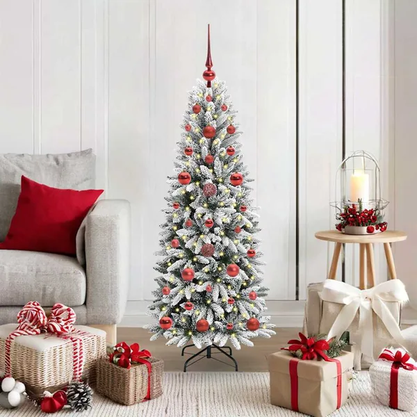 Sapin de Noël artificiel avec 150 LED avec support Blanc 120 cm