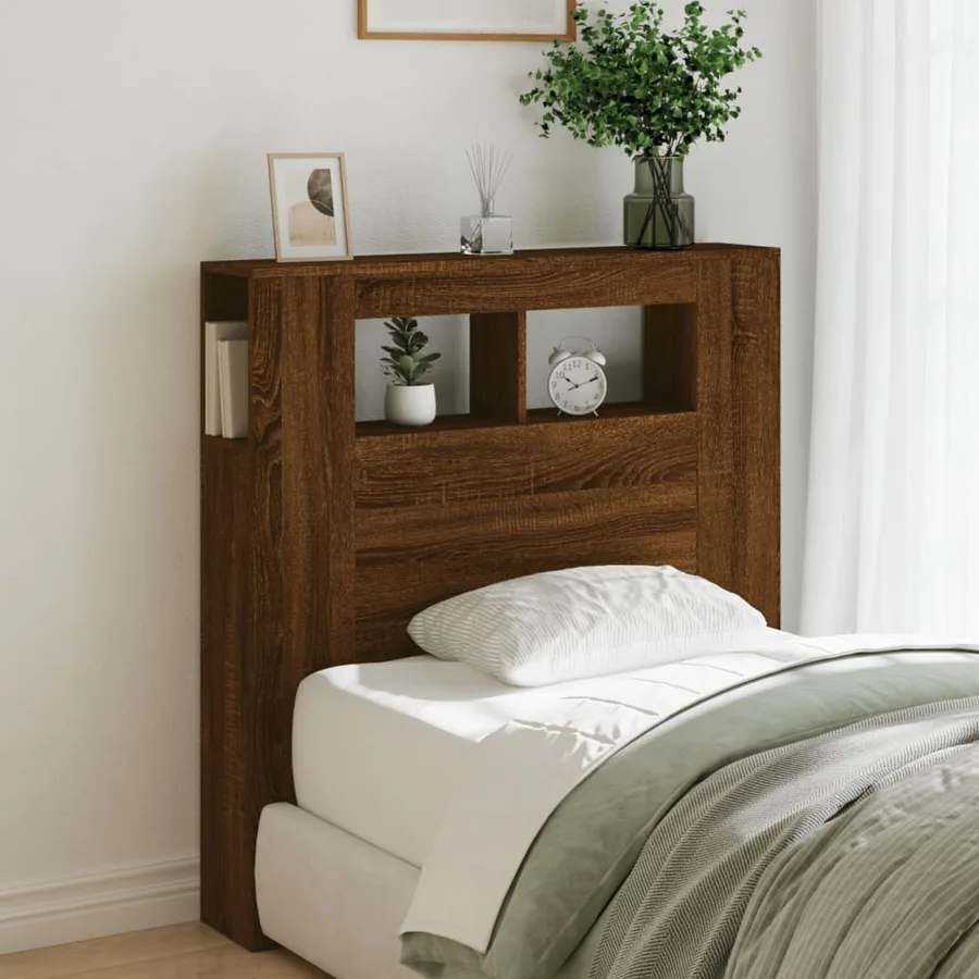 Tête de lit à LED chêne marron 100x18,5x103,5cm bois ingénierie - 3