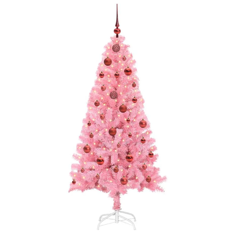Sapin de Noël avec 150 LED avec support Rose 150 cm PVC - 3